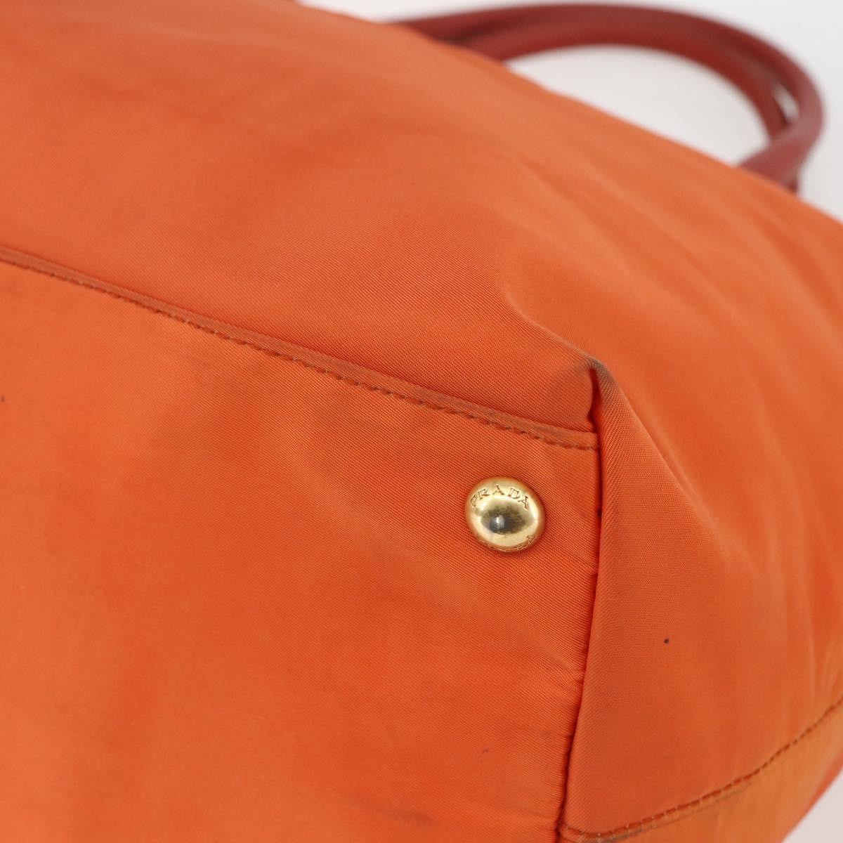 Prada Convertible Flap Tote Tessuto And Saffiano Leather Orange Nylon Tote Bag Bag (Pre-Owned)