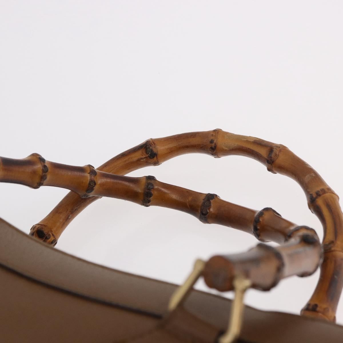 Gucci Bamboo Handle Tote Leather Brown Leather Handbag (Pre-Owned)