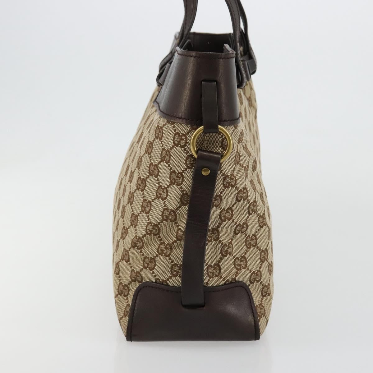 Gucci Belted Bucket Tote Gg Canvas With Leather Beige Canvas Tote Bag Bag (Pre-Owned)