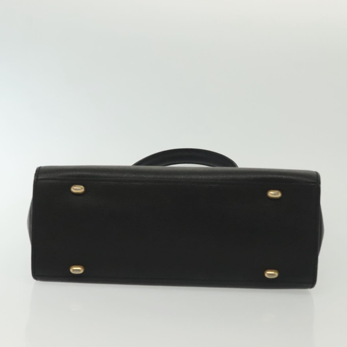 Celine Vintage Convertible Turnlock Top Handle Bag Leather Black Leather Bag (Pre-Owned)