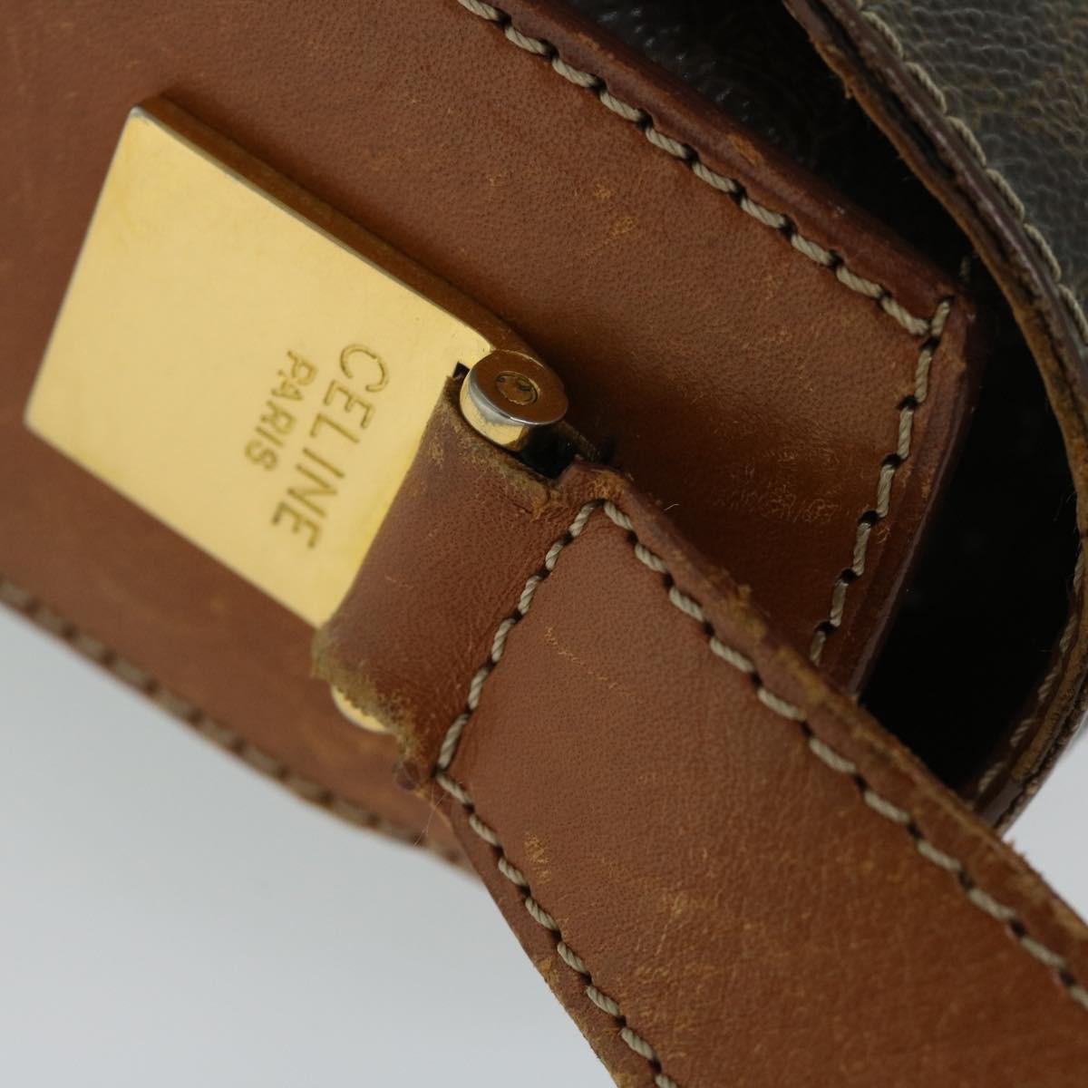 Celine Vintage Macadam Shoulder Bag Canvas And Leather Brown Canvas Shoulder Bag Bag (Pre-Owned)