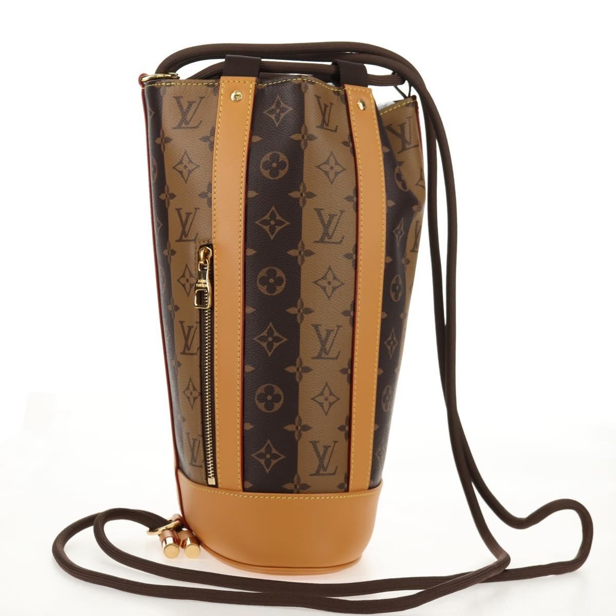 Louis Vuitton Nigo Randonnee Backpack Limited Edition Stripes Monogram Canvas Brown Canvas Shoulder Bag Bag (Pre-Owned)