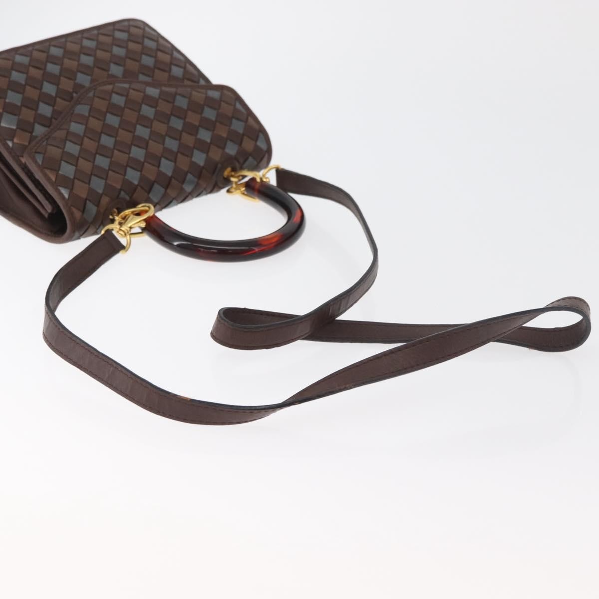Bottega Veneta Intrecciato Handbag Leather Brown Leather Handbag (Pre-Owned)