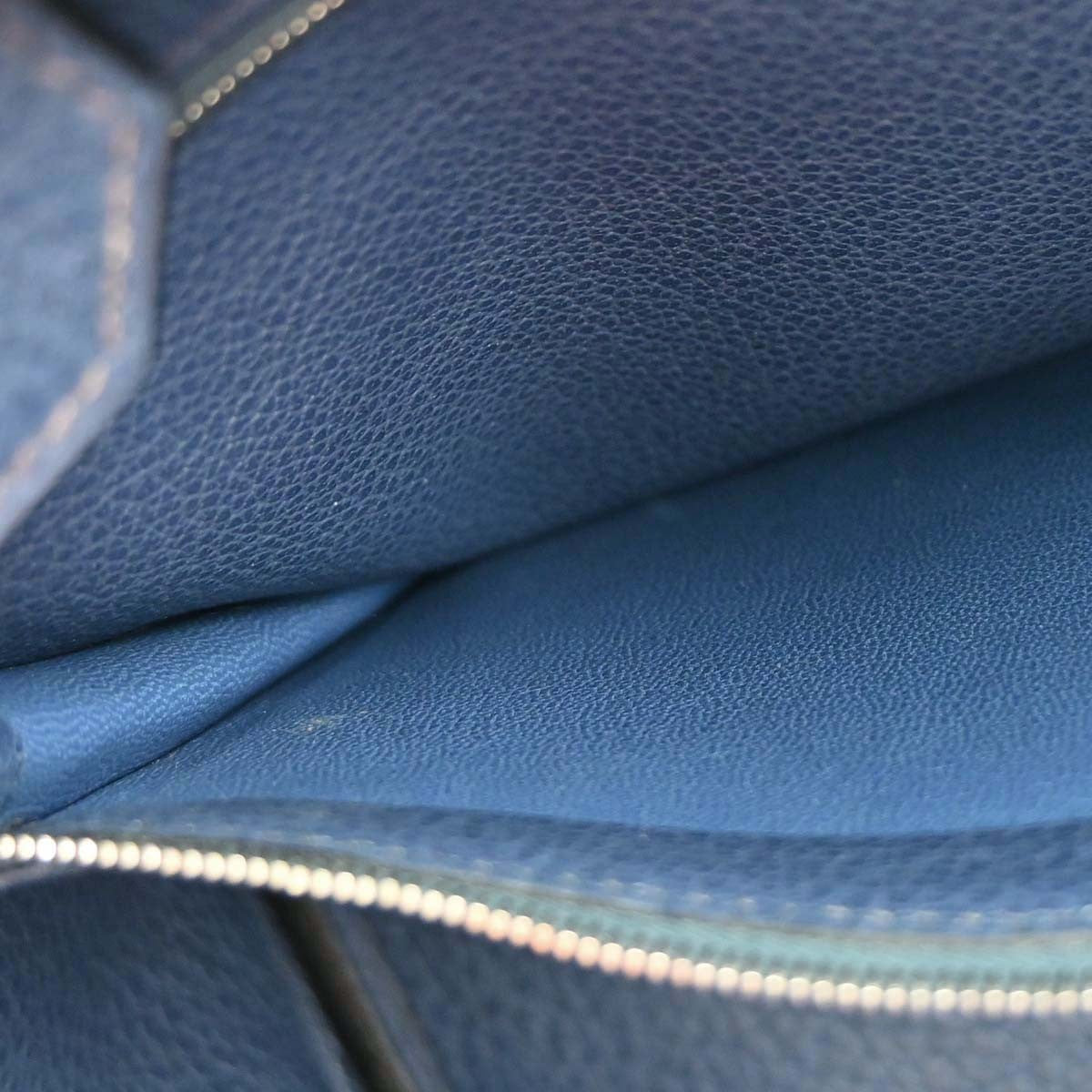 Hermes Birkin Handbag Blue Togo With Palladium Hardware Blue Leather Handbag (Pre-Owned)