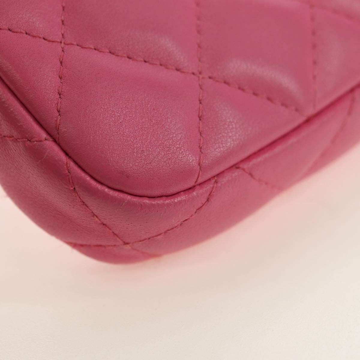 Chanel Double Zip Clutch With Chain Quilted Lambskin Pink Leather Shoulder Bag Bag (Pre-Owned)