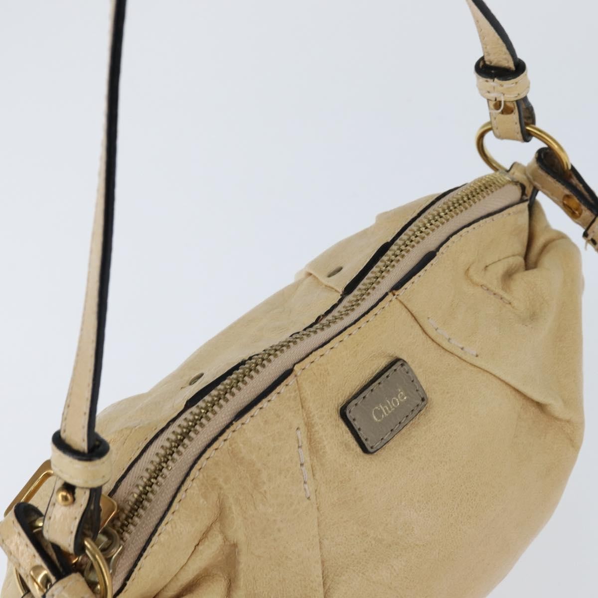 Chloe Vintage Shoulder Bag Leather Beige Leather Shoulder Bag Bag (Pre-Owned)