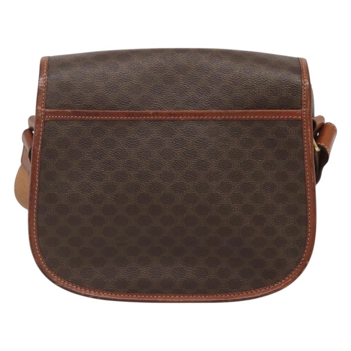 Celine Vintage Macadam Shoulder Bag Canvas And Leather Brown Canvas Shoulder Bag Bag (Pre-Owned)