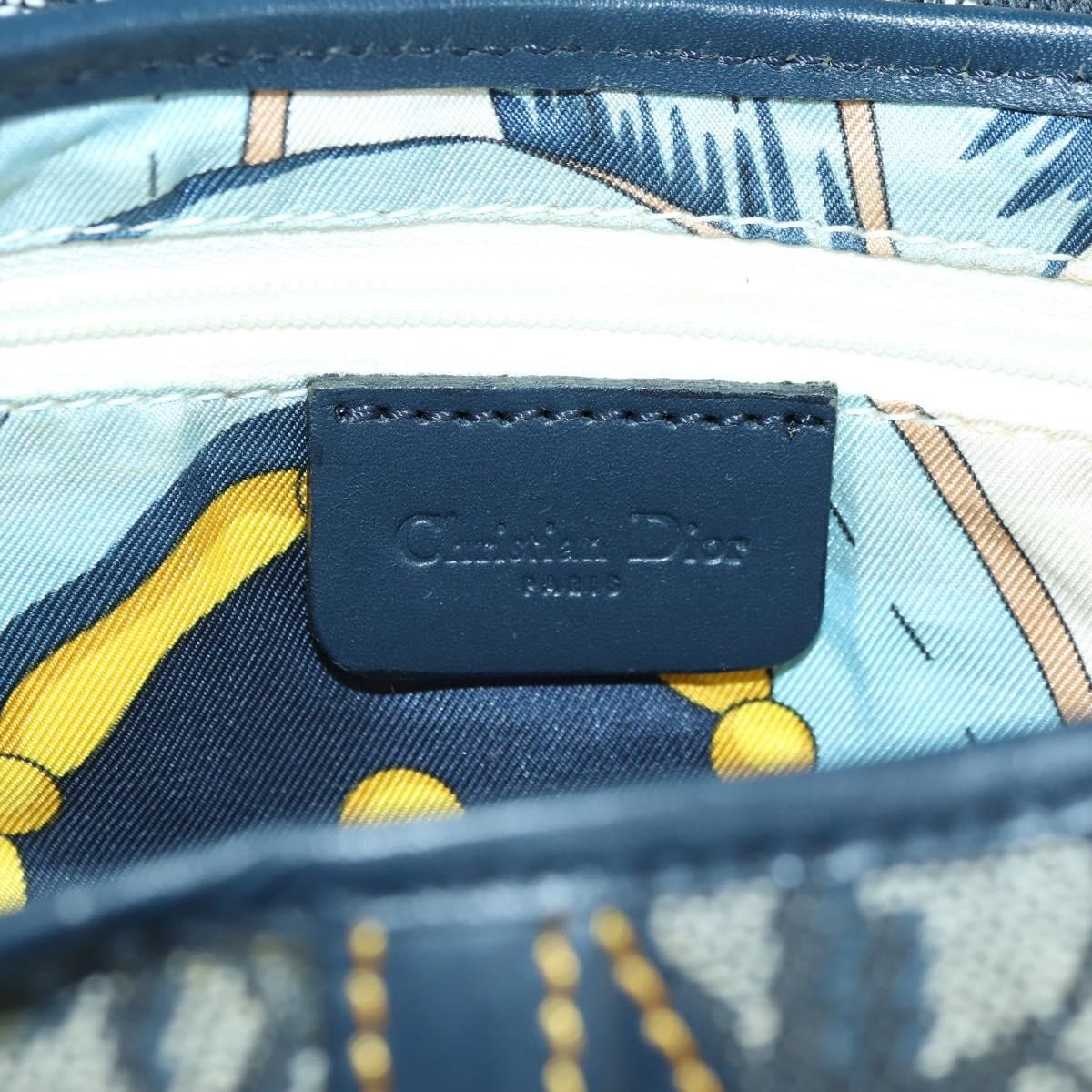 Christian Dior Saddle Handbag Oblique Canvas Navy Canvas Handbag (Pre-Owned)