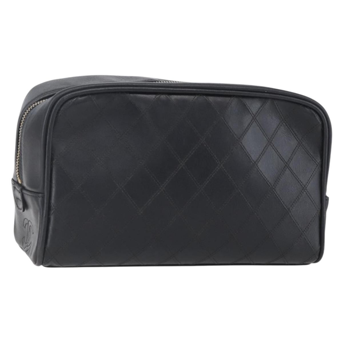 Chanel Vintage Toiletry Pouch Leather Black Patent_Leather Clutche & Pouche Bag (Pre-Owned)