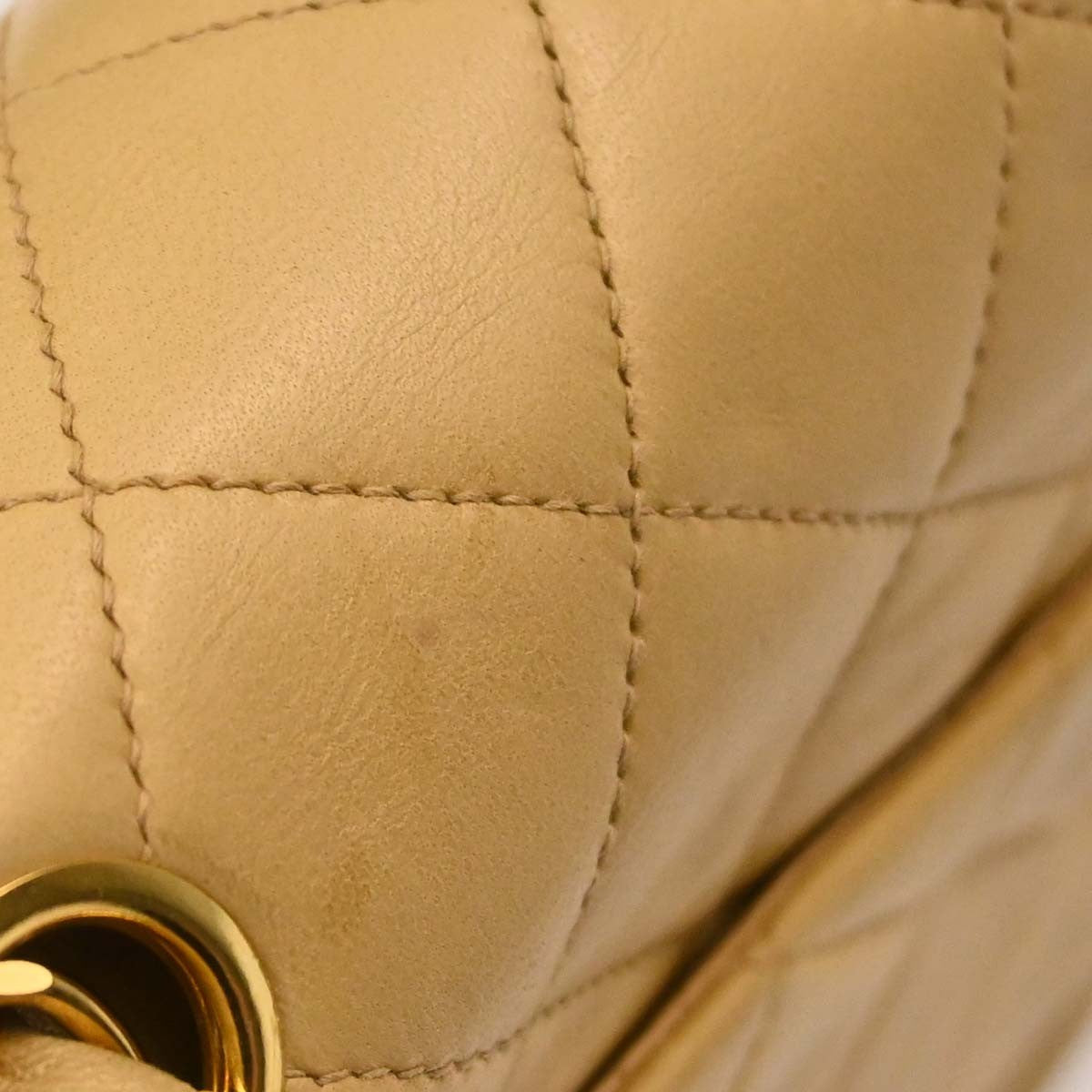 Chanel Timeless - Classic Double Flap Bag Leather Beige Calfskin Handbag (Pre-Owned)