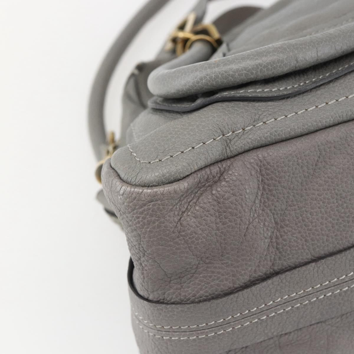 Chloe Paraty Top Handle Bag Leather Gray Leather Handbag (Pre-Owned)
