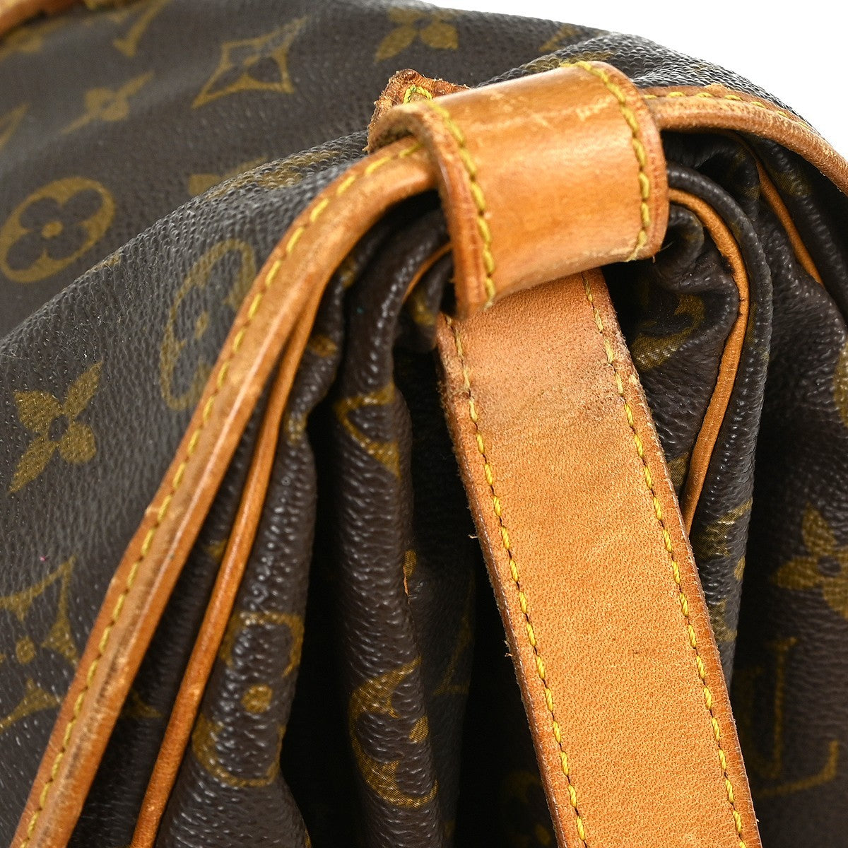 Louis Vuitton Saumur Handbag Monogram Canvas Brown Canvas Shoulder Bag Bag (Pre-Owned)