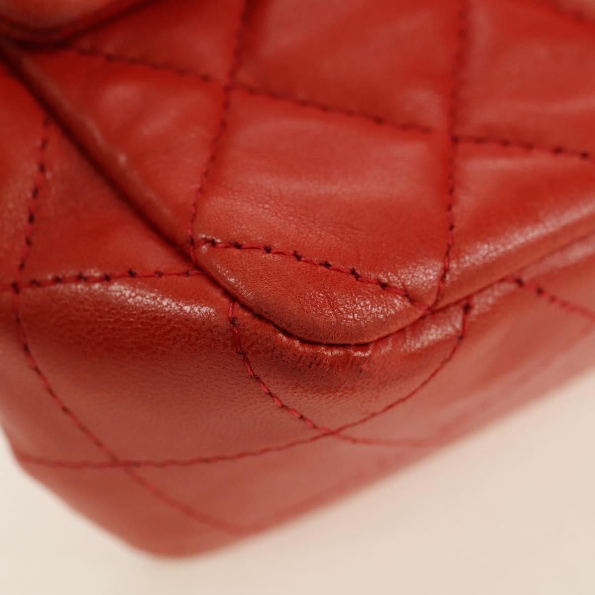 Chanel Flap Shoulder Bag Leather Red Leather Handbag (Pre-Owned)