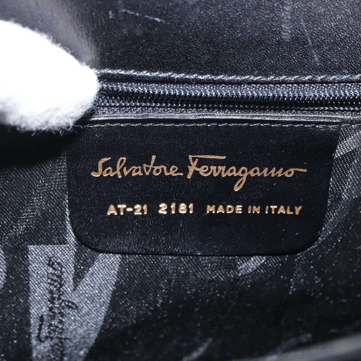 Salvatore Ferragamo Convertible Top Handle Bag Leather Black Leather Handbag (Pre-Owned)