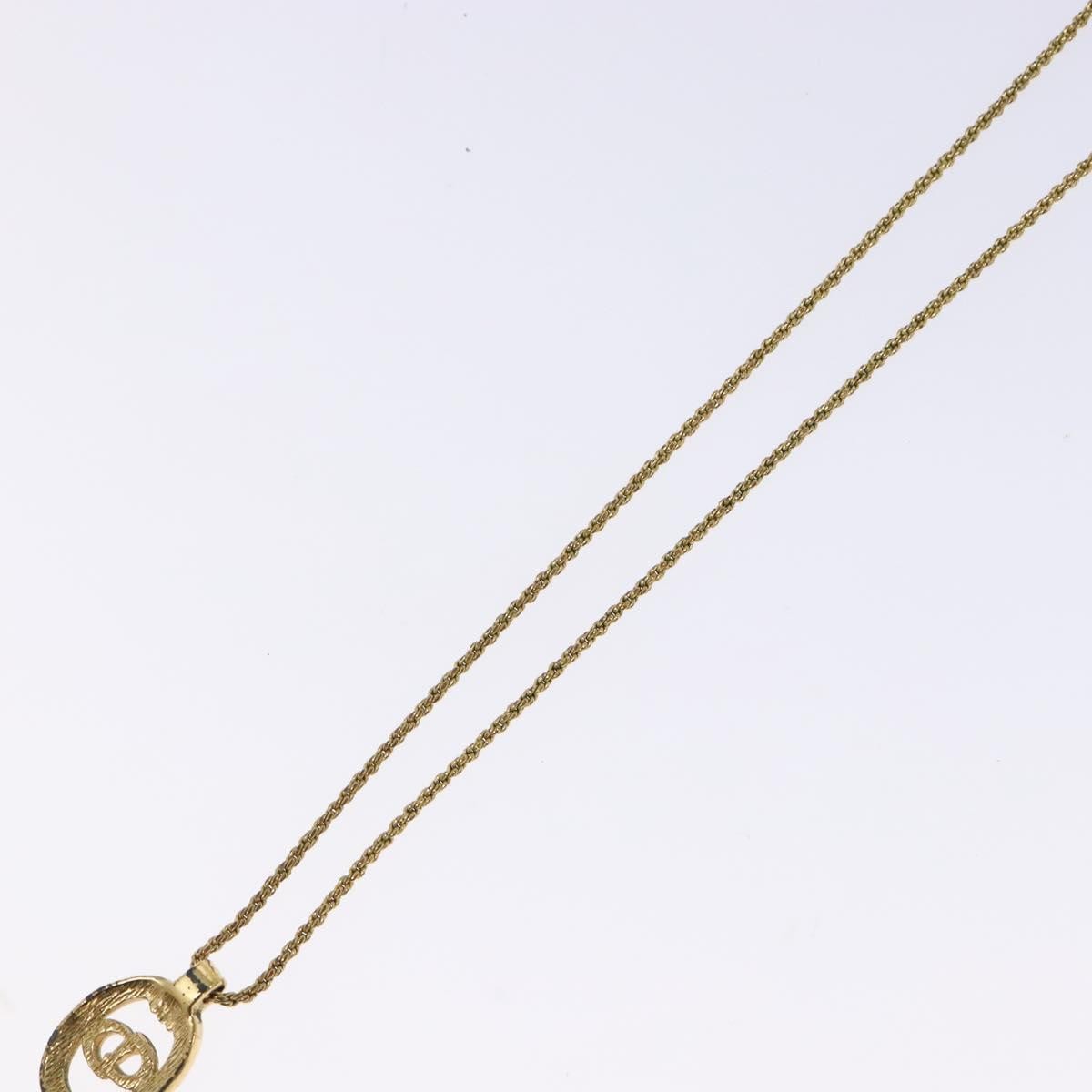 Christian Dior Cd Round Pendant Necklace Metal And Crystals Gold Metal Jewelry (Pre-Owned)