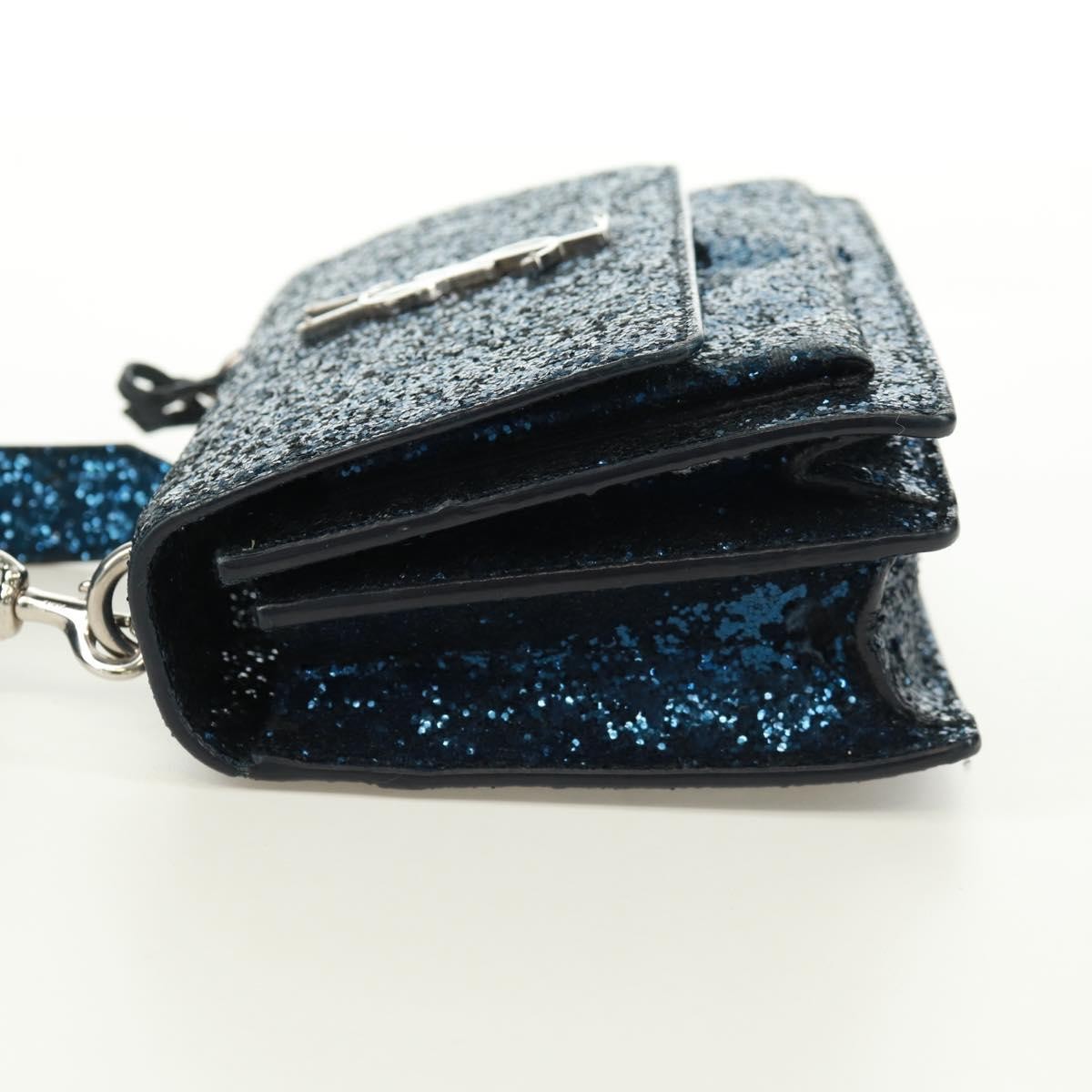 Saint Laurent Sunset Satchel Glitter Blue Leather Shoulder Bag Bag (Pre-Owned)