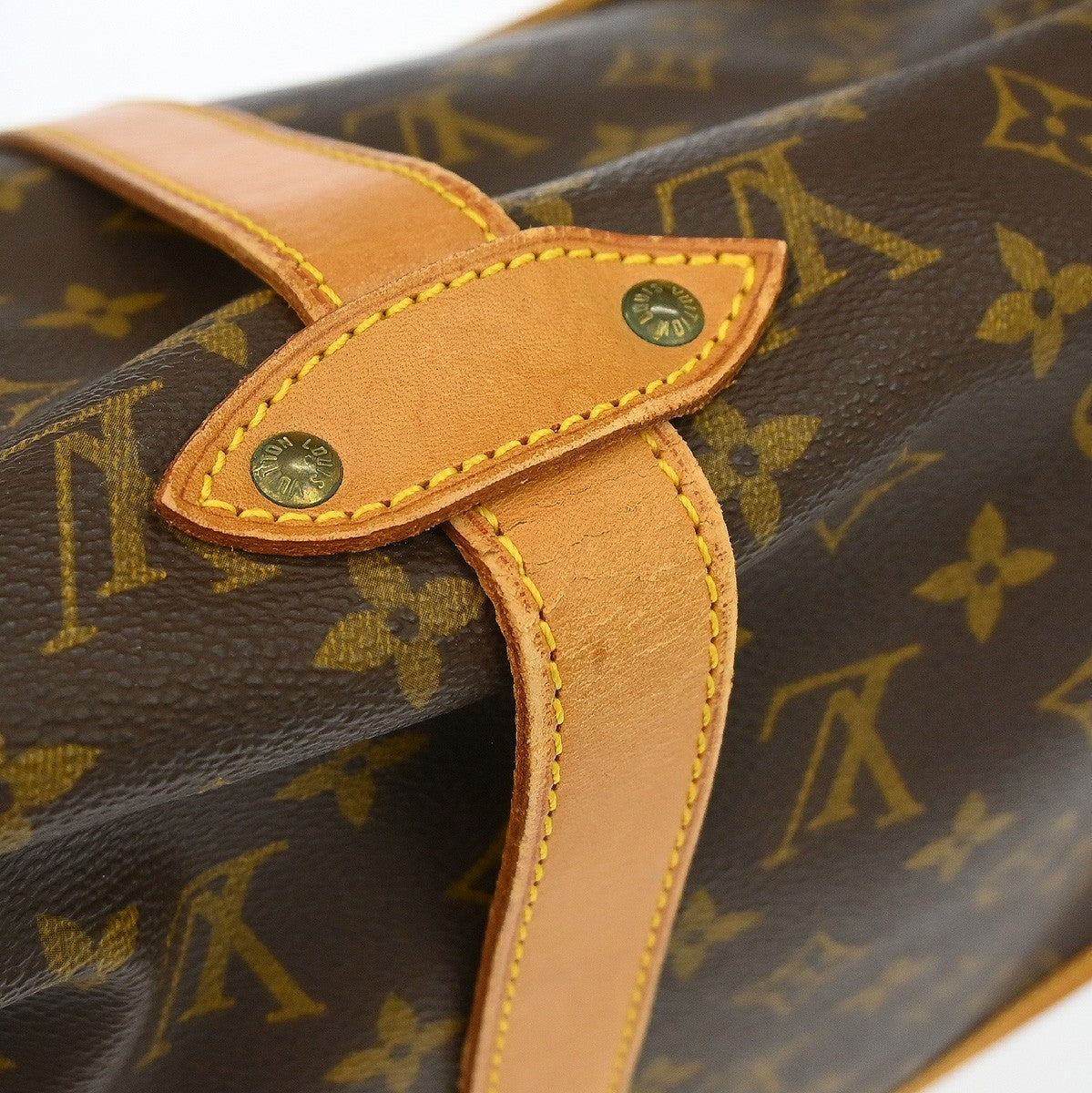 Louis Vuitton Saumur Handbag Monogram Canvas Brown Canvas Shoulder Bag Bag (Pre-Owned)