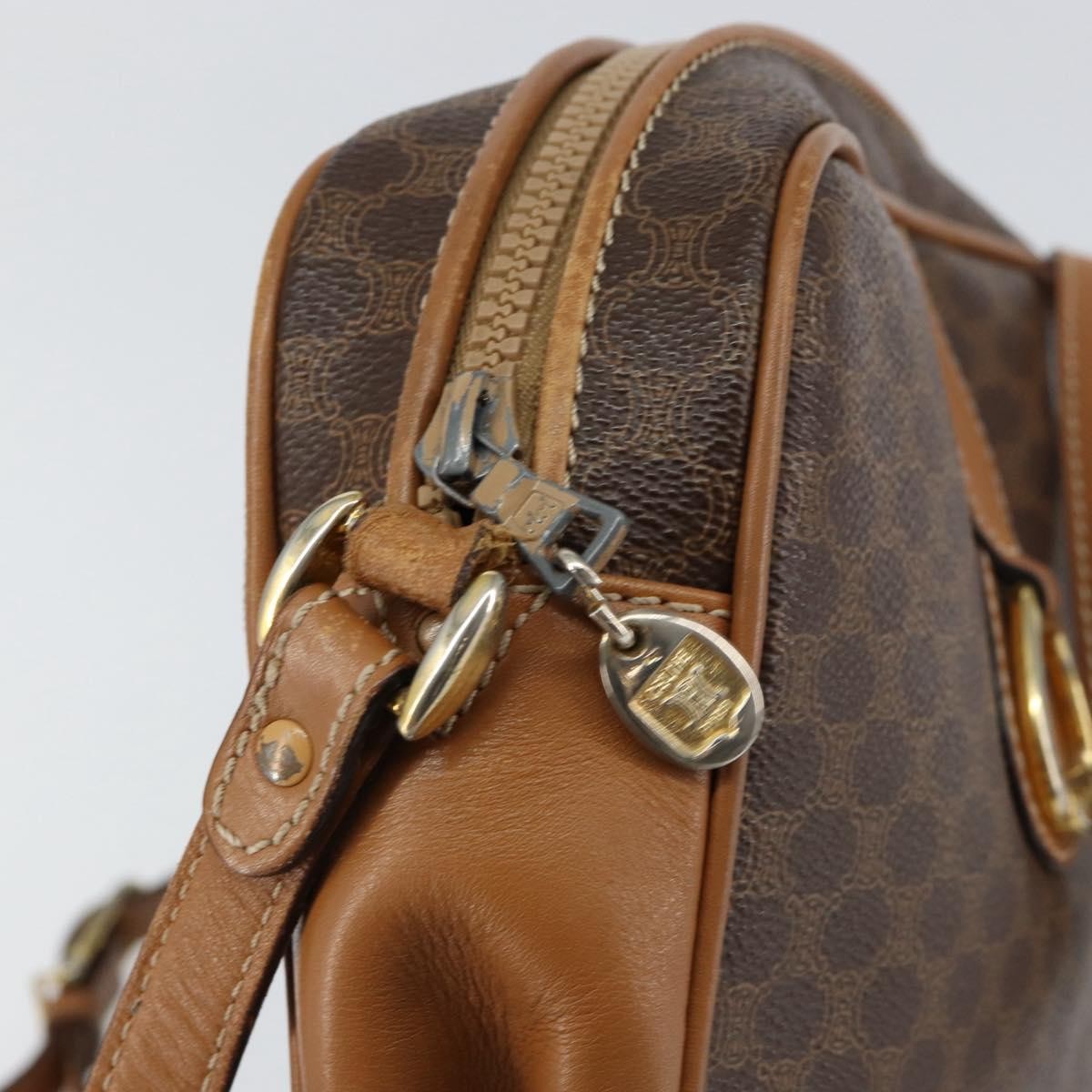 Celine Vintage Macadam Shoulder Bag Canvas And Leather Brown Canvas Shoulder Bag Bag (Pre-Owned)