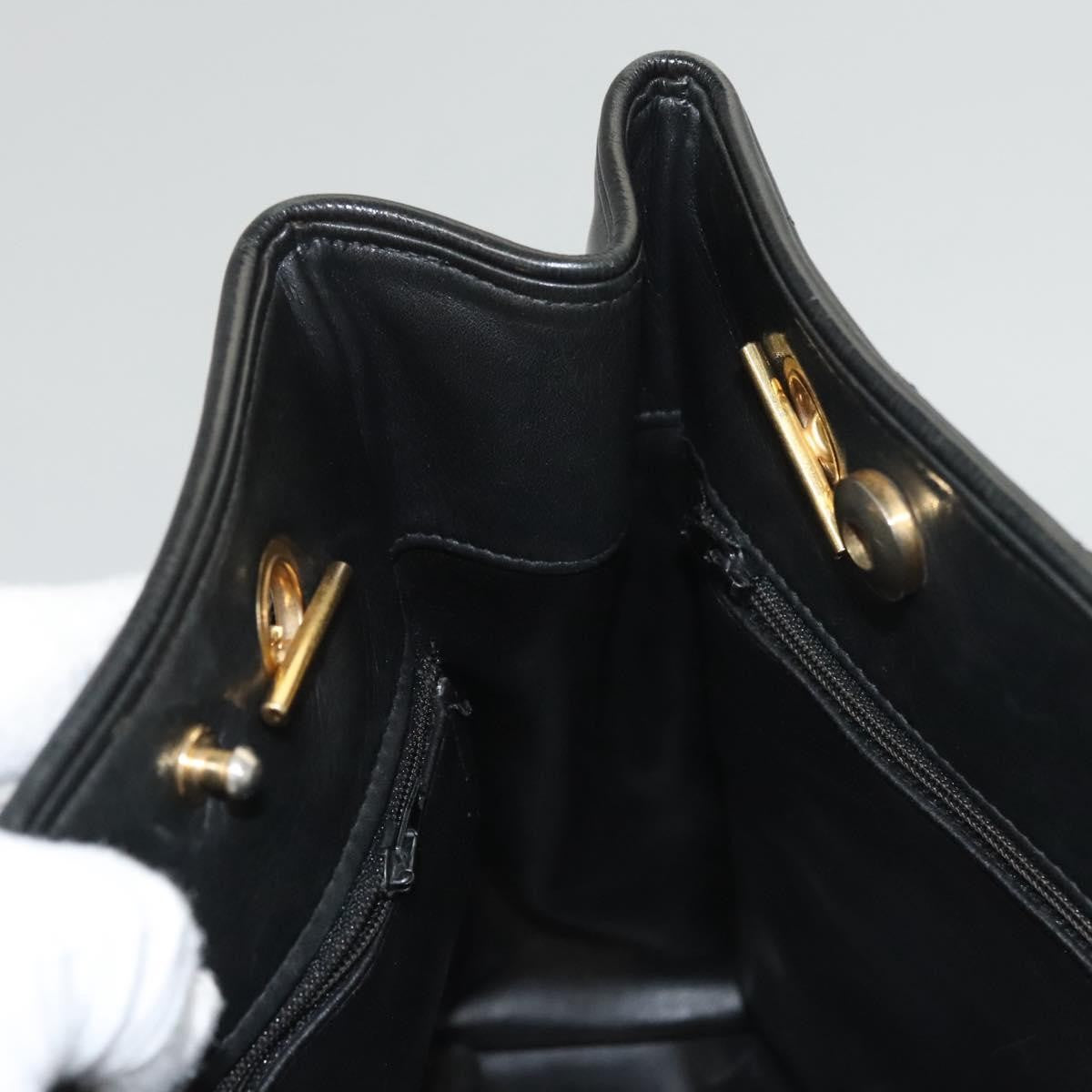 Chanel Chain Shoulder Bag Leather Black Leather Shoulder Bag Bag (Pre-Owned)