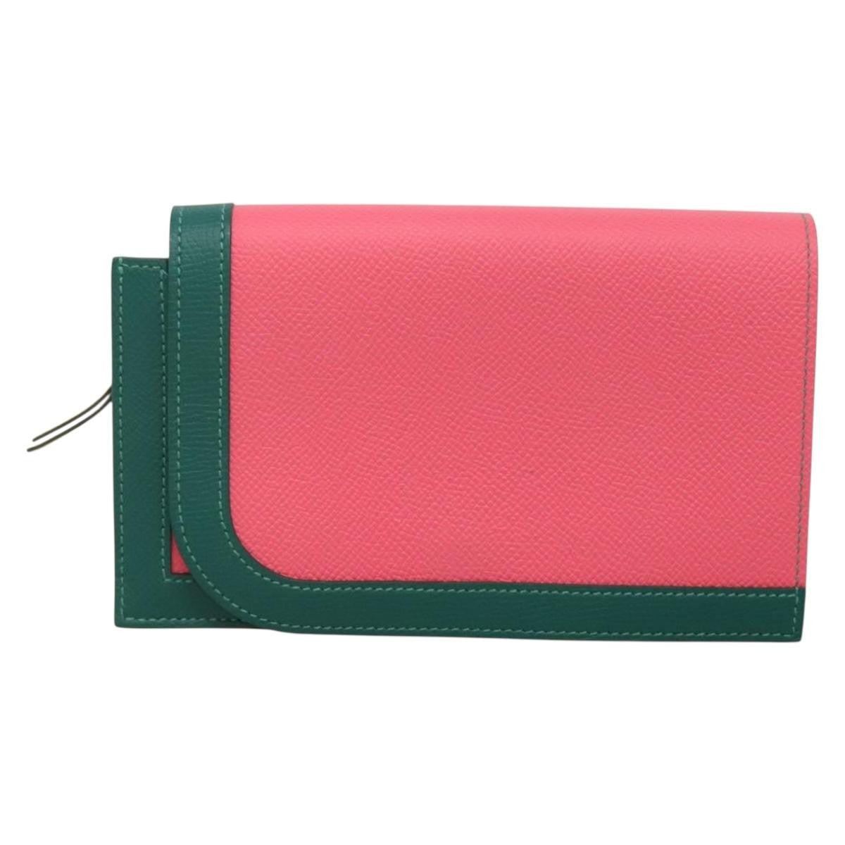 Hermes Camail Wallet Epsom Pink Leather Wallets Accessory (Pre-Owned)