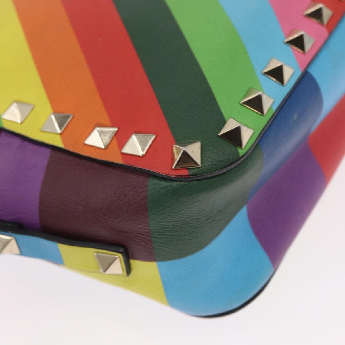 Valentino Garavani Rockstud 1973 Camera Crossbody Bag Striped Leather Gold Leather Shoulder Bag Bag (Pre-Owned)