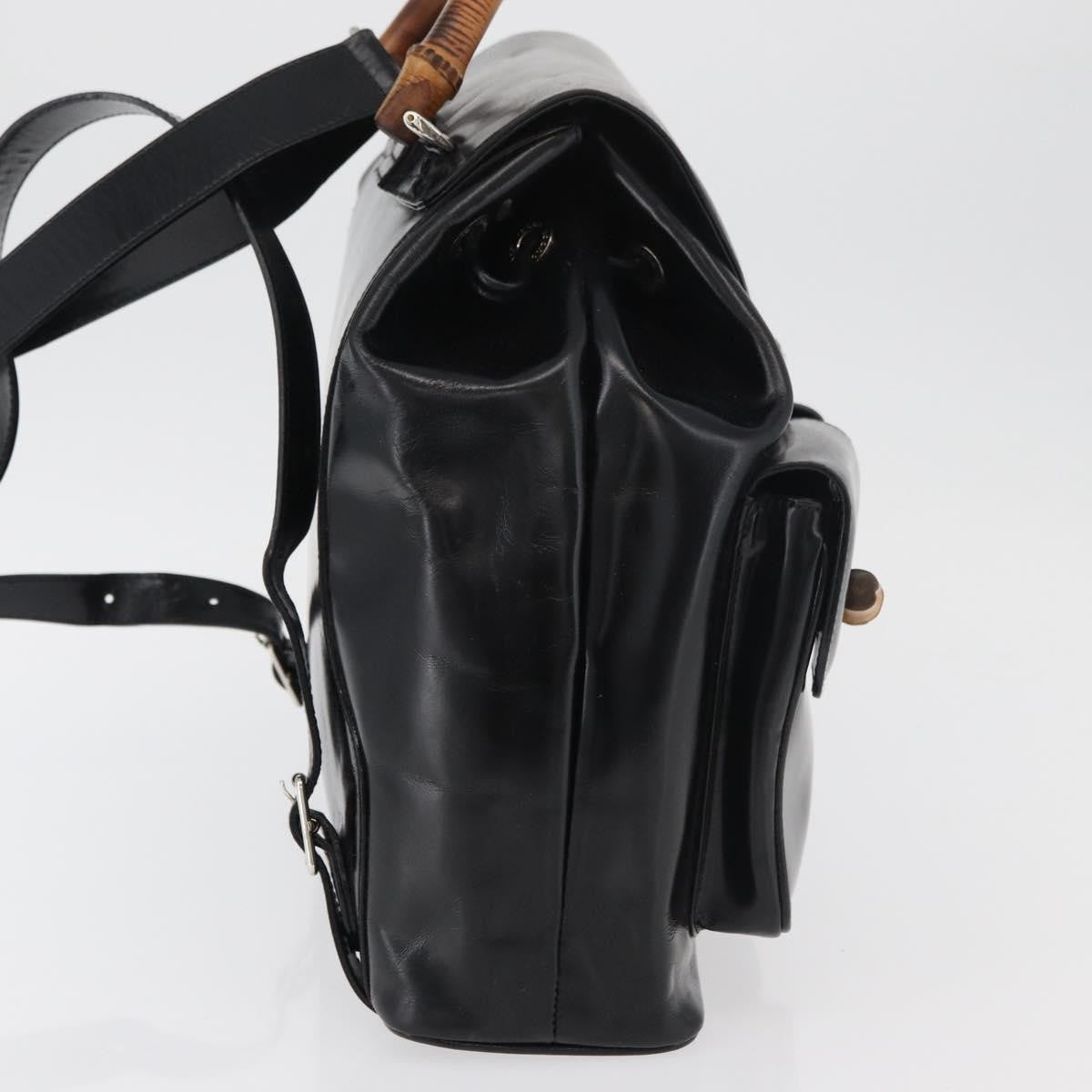 Gucci Vintage Bamboo Backpack Patent Leather Black Patent_Leather Backpack Bag (Pre-Owned)