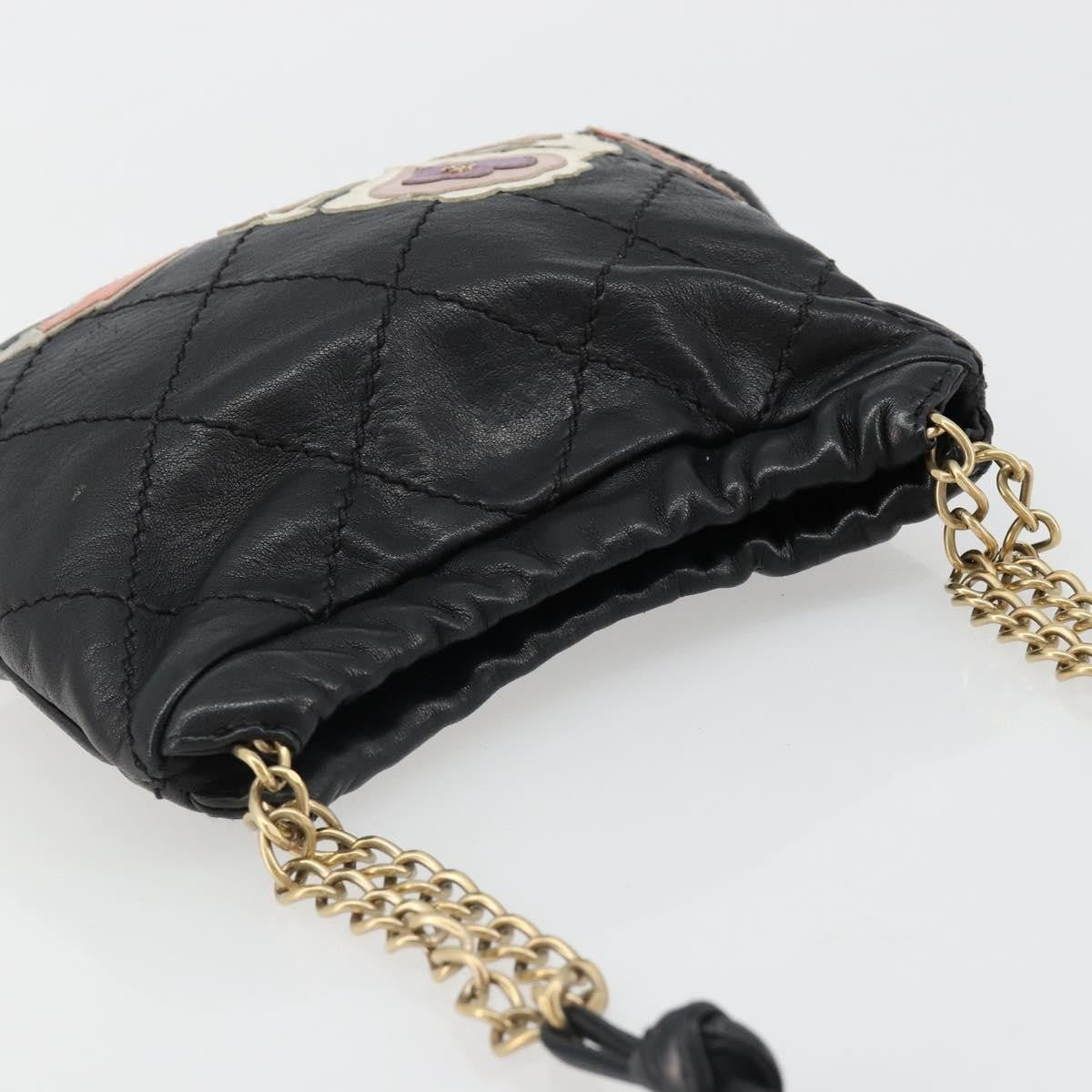 Chanel Chain Tote Leather Black Leather Shoulder Bag Bag (Pre-Owned)