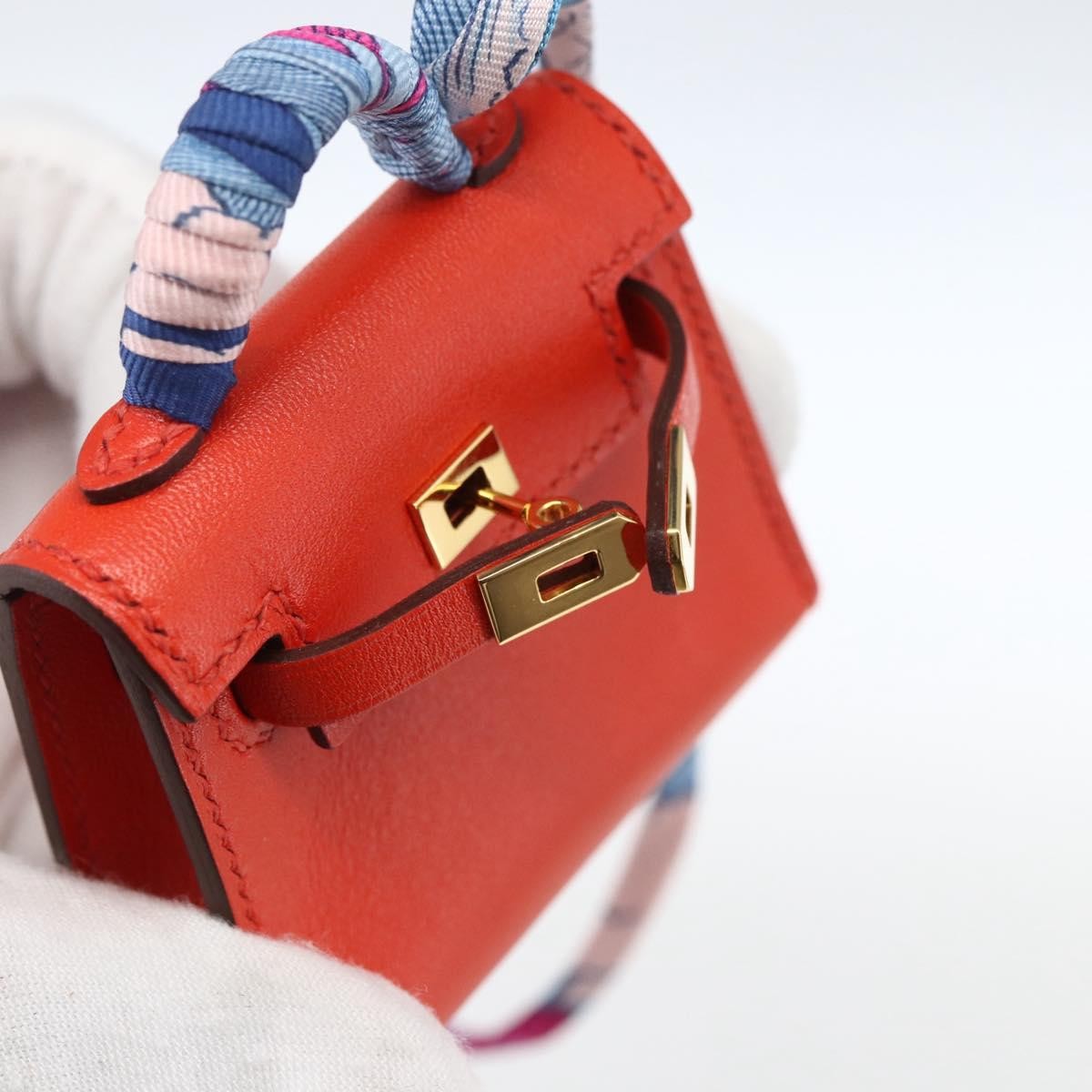Hermes Kelly Twilly Bag Charm Leather Orange Leather Charms And Keychains Accessory (Pre-Owned)
