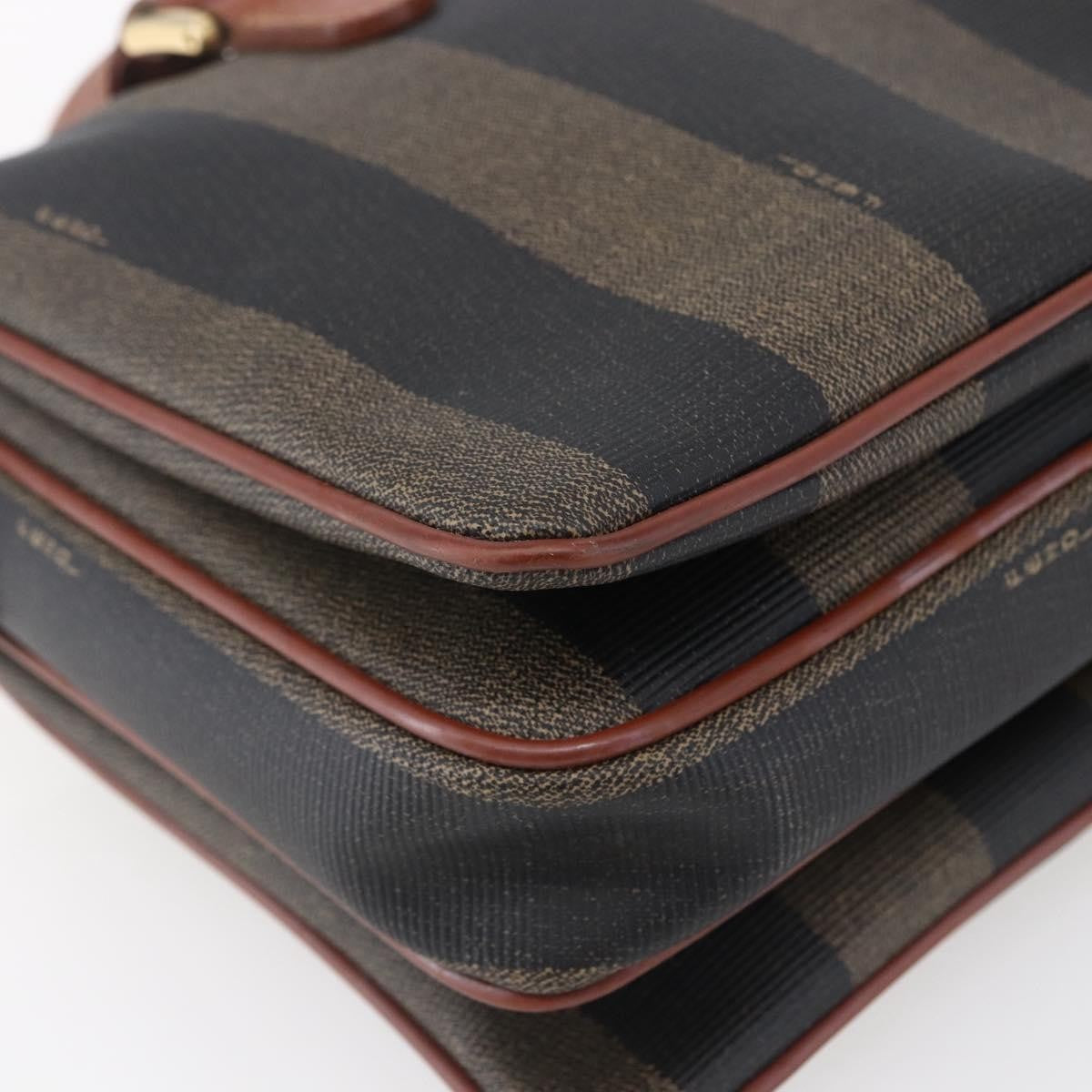Fendi Vintage Pequin Convertible Boston Bag Coated Canvas Brown Canvas Handbag (Pre-Owned)