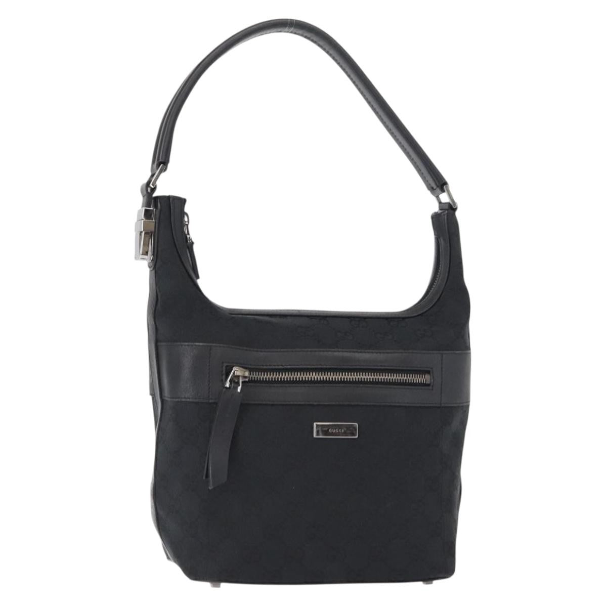 Gucci Vintage Shoulder Bag Gg Canvas And Leather Black Canvas Shoulder Bag Bag (Pre-Owned)