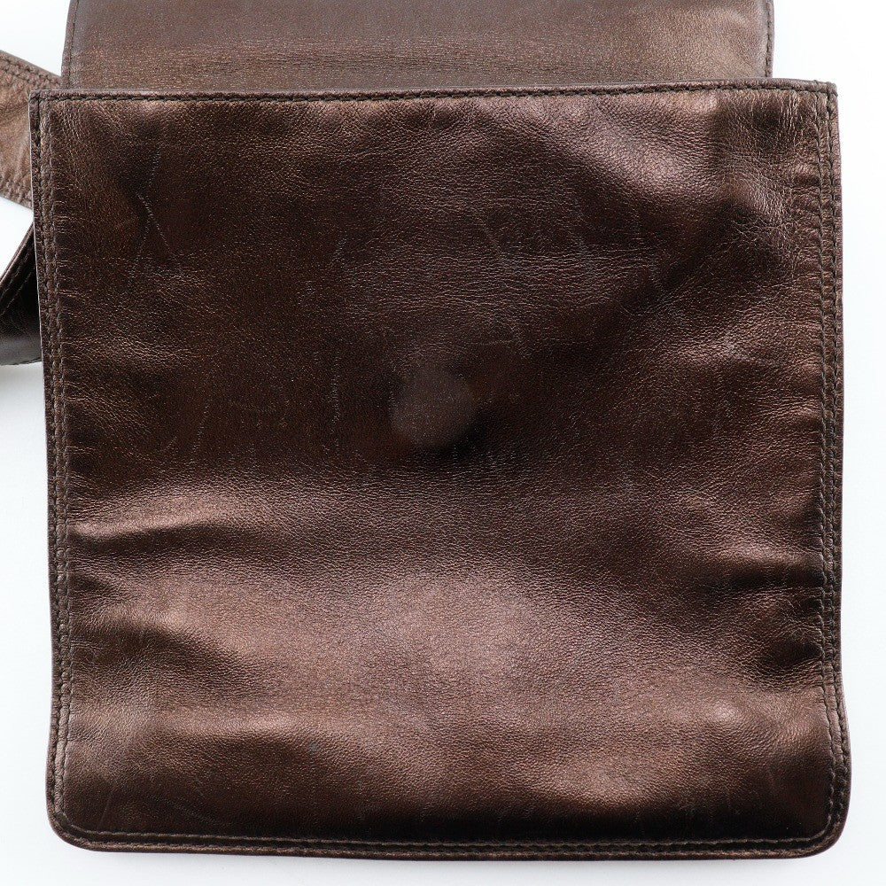 Chanel Vintage Shoulder Bag Leather Brown Leather Shoulder Bag Bag (Pre-Owned)