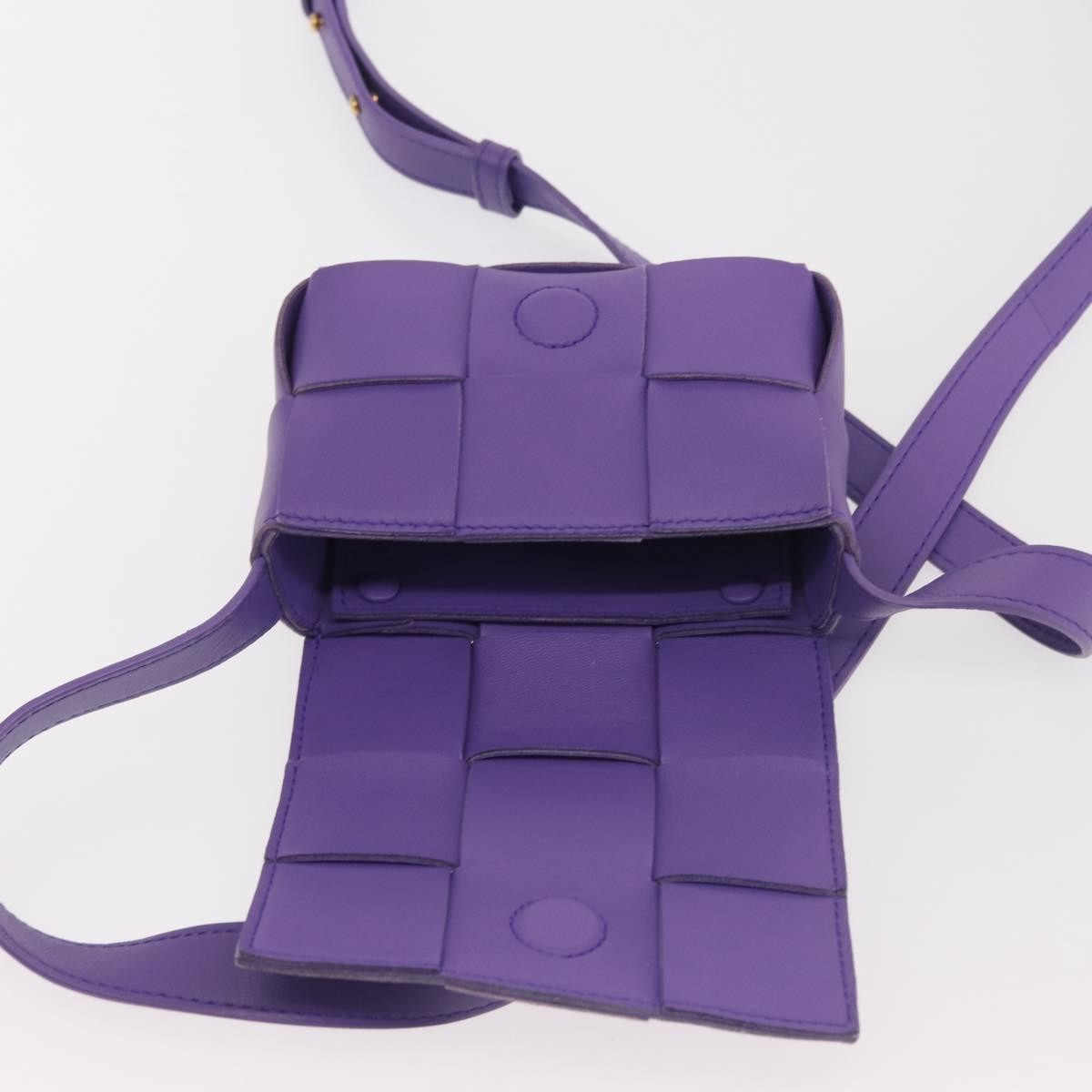 Bottega Veneta Cassette Crossbody Bag Padded Maxi Intrecciato Leather Purple Leather Bag (Pre-Owned)