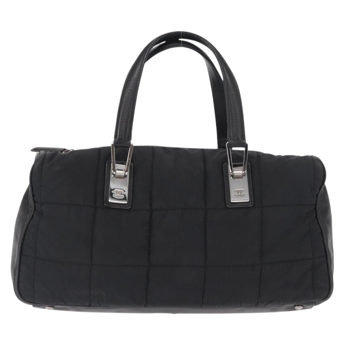 Chanel Square Stitch Boston Bag Quilted Nylon Black Nylon Travel Bag Bag (Pre-Owned)