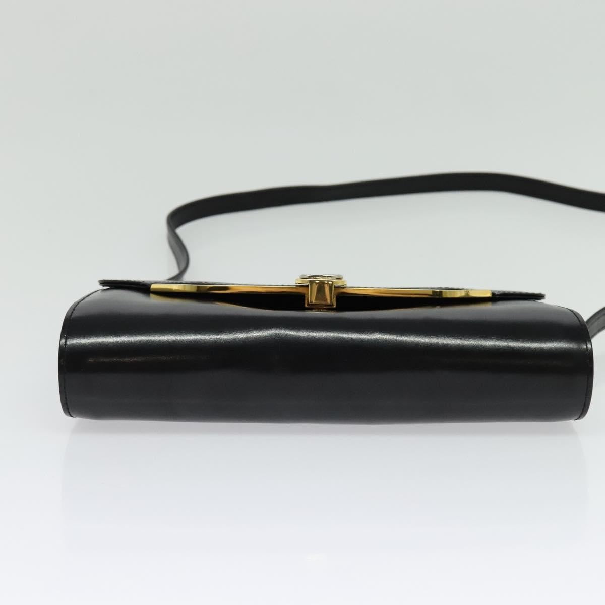 Gucci Vintage Shoulder Bag Leather Black Leather Shoulder Bag Bag (Pre-Owned)