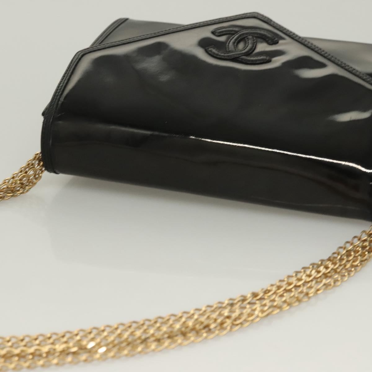 Chanel Cc Envelope Flap Crossbody Patent Leather Black Patent_Leather Clutche & Pouche Bag (Pre-Owned)