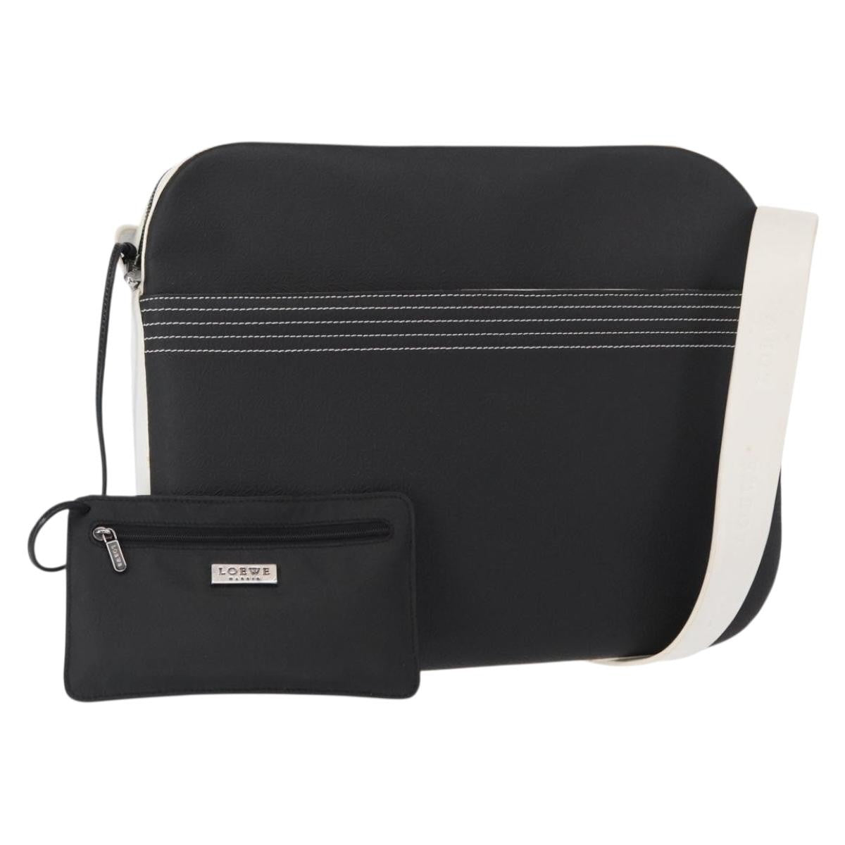 Loewe Anagram Shoulder Bag Leather Black Leather Shoulder Bag Bag (Pre-Owned)