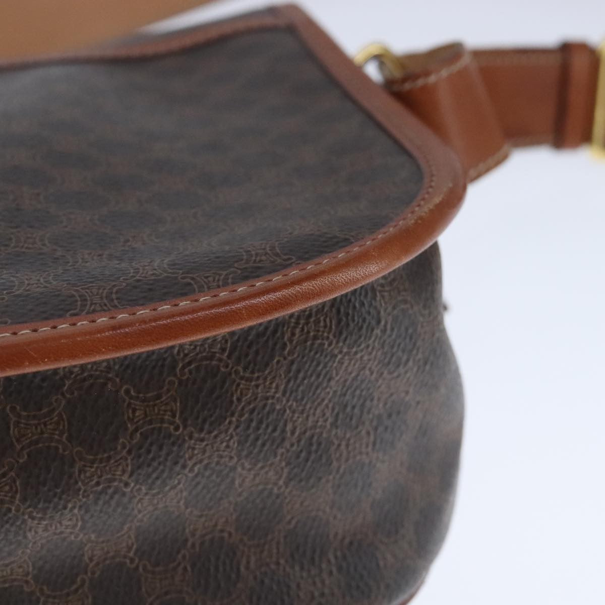 Celine Vintage Macadam Shoulder Bag Canvas And Leather Brown Canvas Shoulder Bag Bag (Pre-Owned)