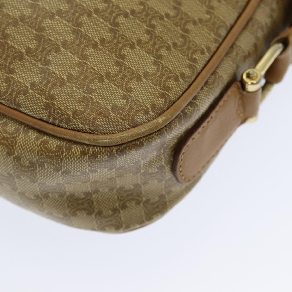 Celine Vintage Macadam Shoulder Bag Canvas And Leather Beige Canvas Shoulder Bag Bag (Pre-Owned)