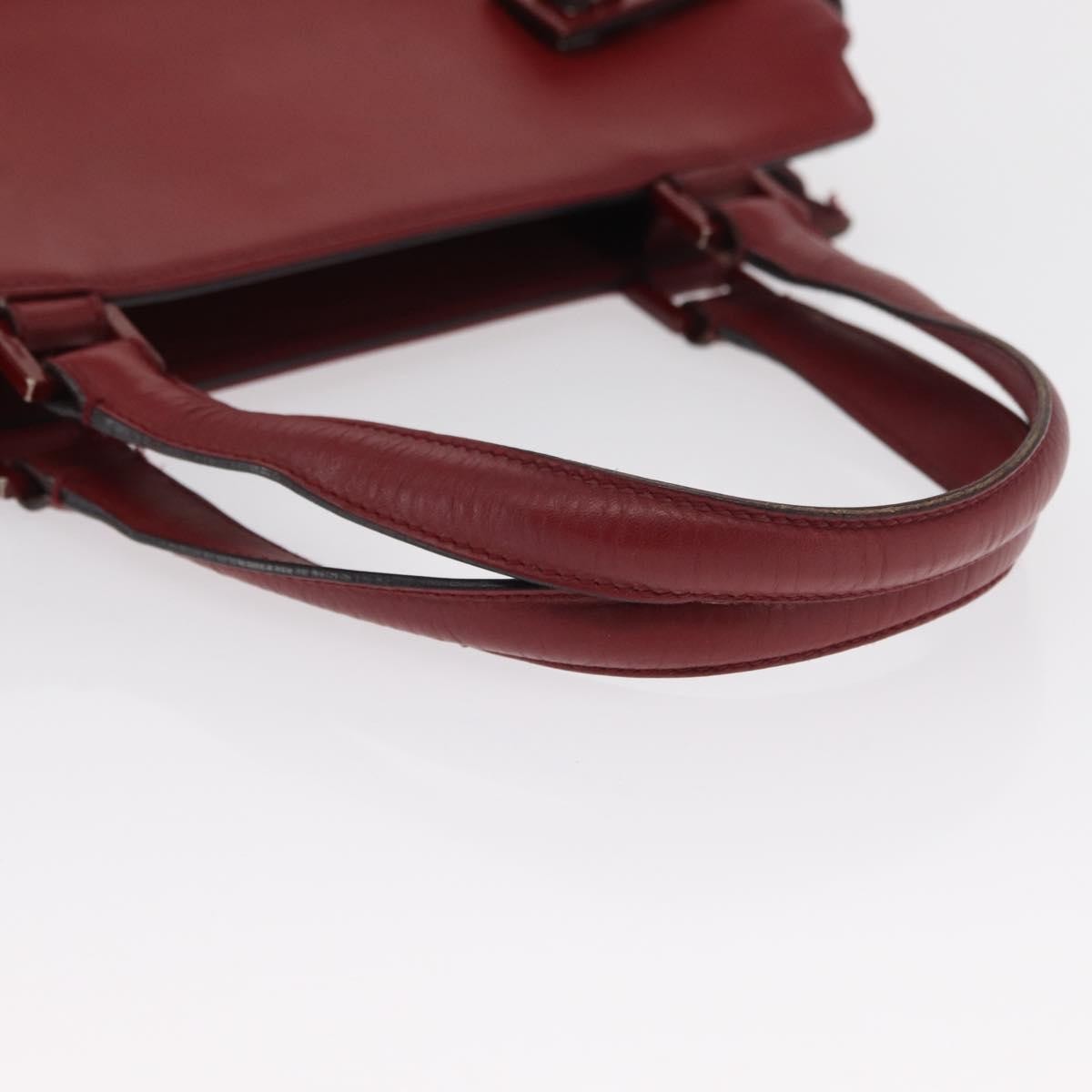 Salvatore Ferragamo Double Gancini Side Buckle Tote Leather Red Leather Handbag (Pre-Owned)