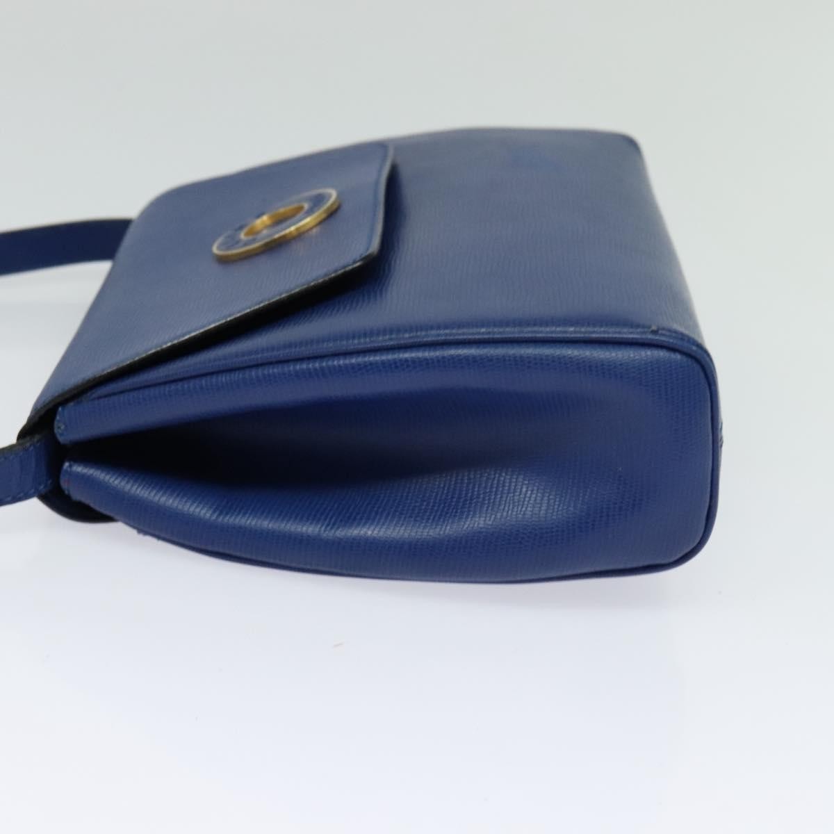 Celine Vintage Circle Logo Crossbody Bag Leather Blue Leather Shoulder Bag Bag (Pre-Owned)