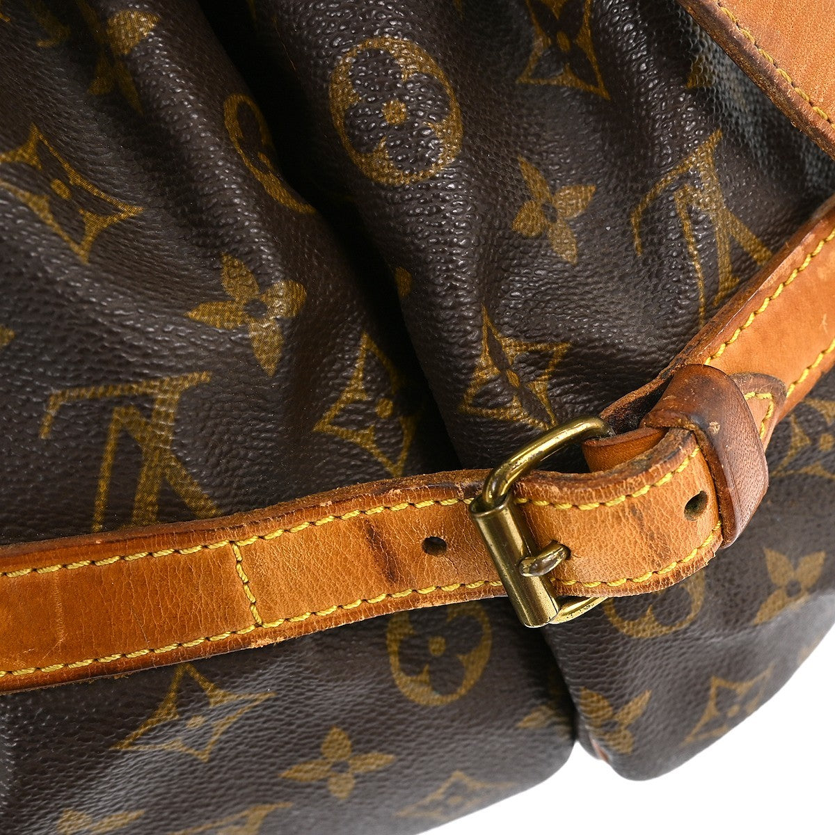 Louis Vuitton Saumur Handbag Monogram Canvas Brown Canvas Shoulder Bag Bag (Pre-Owned)