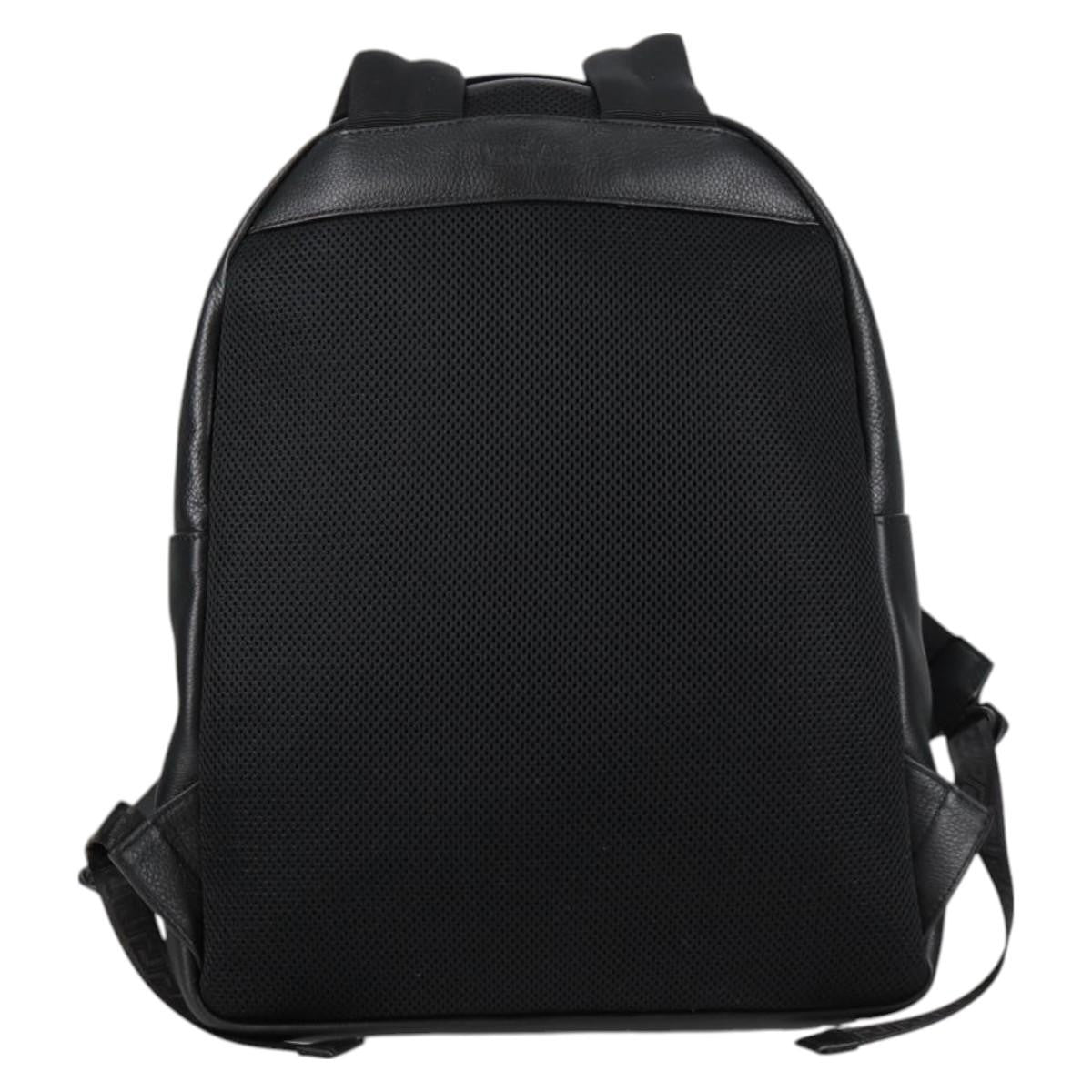 Versace Medusa Zip Backpack Leather Black Leather Backpack Bag (Pre-Owned)