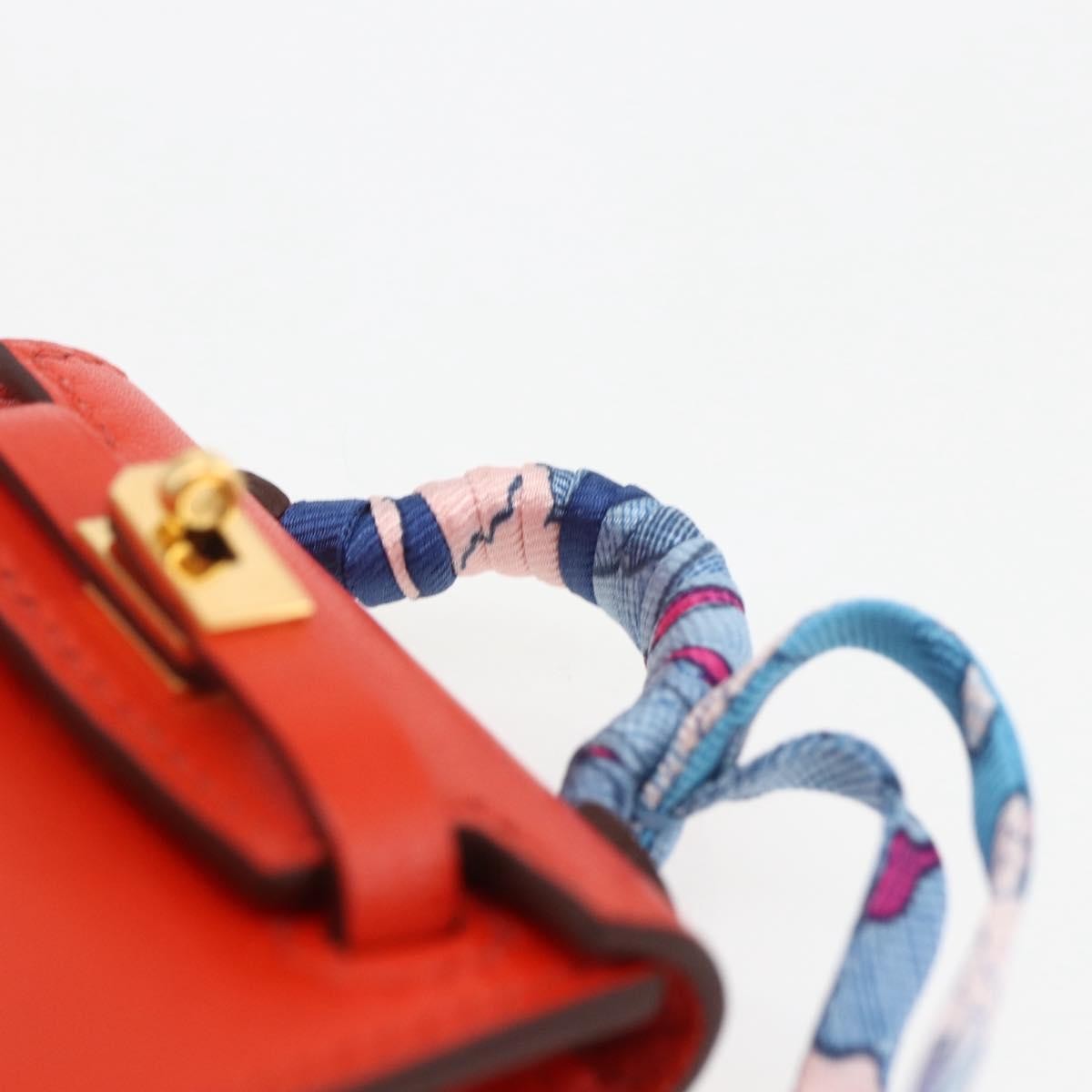 Hermes Kelly Twilly Bag Charm Leather Orange Leather Charms And Keychains Accessory (Pre-Owned)