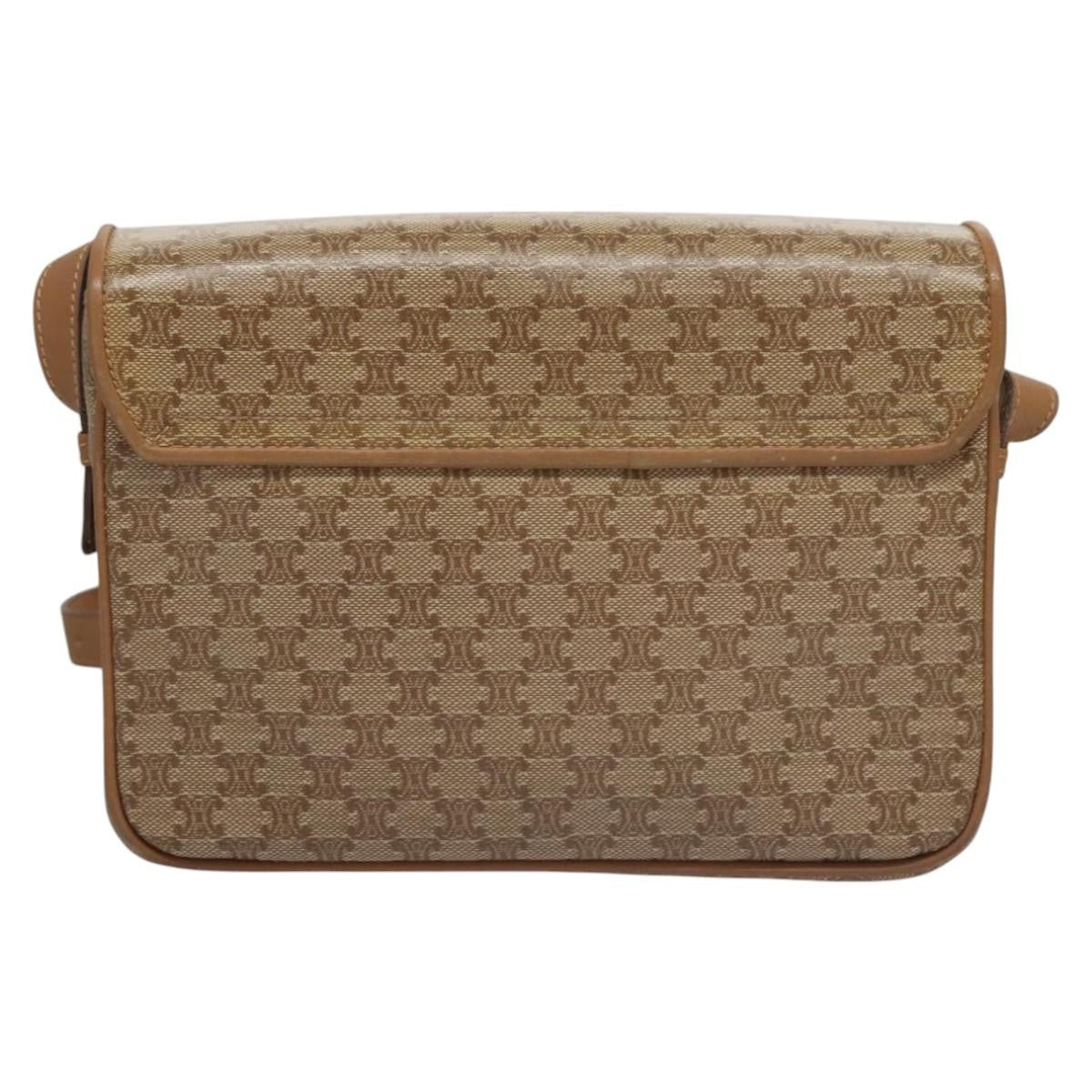 Celine Vintage Macadam Shoulder Bag Canvas And Leather Beige Canvas Shoulder Bag Bag (Pre-Owned)