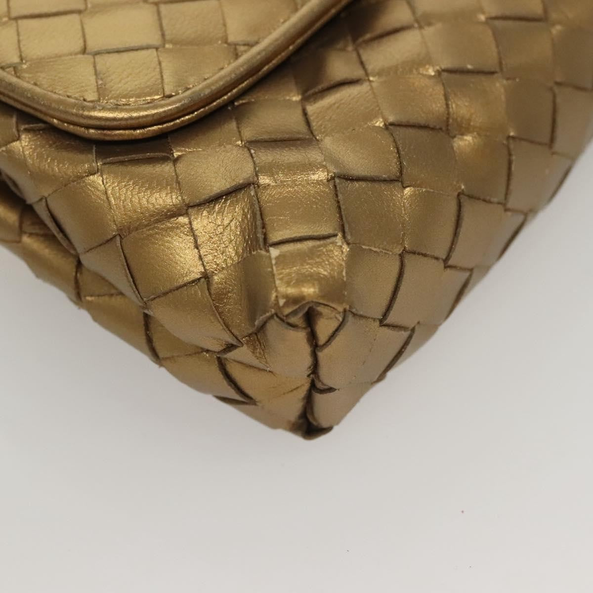 Bottega Veneta Chain Flap Shoulder Bag Leather Gold Leather Shoulder Bag Bag (Pre-Owned)