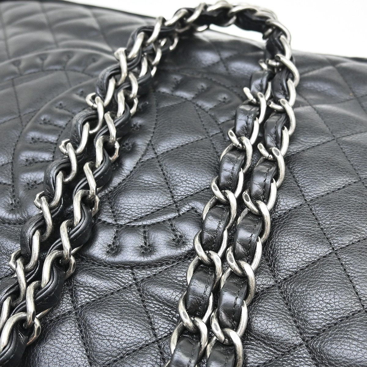 Chanel Istanbul Tote Quilted Leather Black Leather Tote Bag Bag (Pre-Owned)