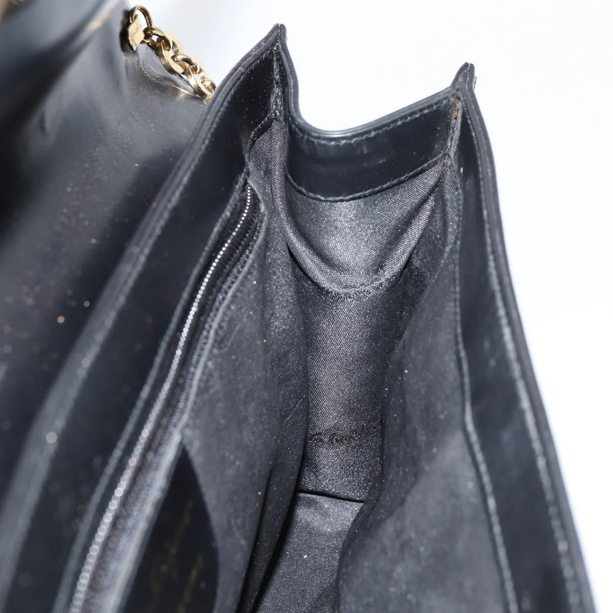 Salvatore Ferragamo Gancini Chain Shoulder Bag Leather Black Leather Shoulder Bag Bag (Pre-Owned)