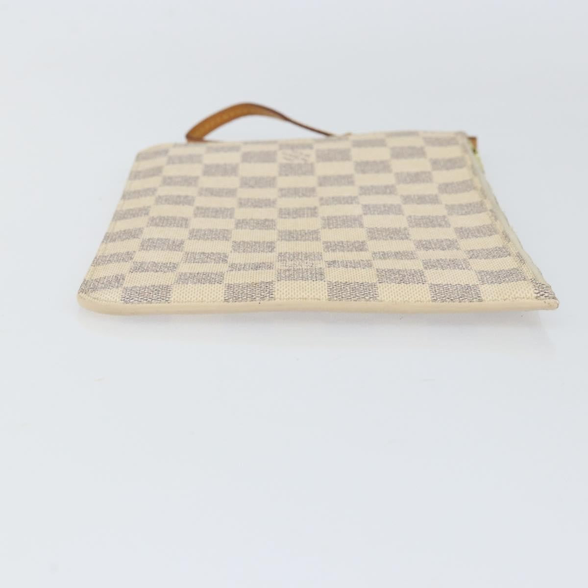 Louis Vuitton Neverfull Pochette Damier White Canvas Clutche & Pouche Bag (Pre-Owned)