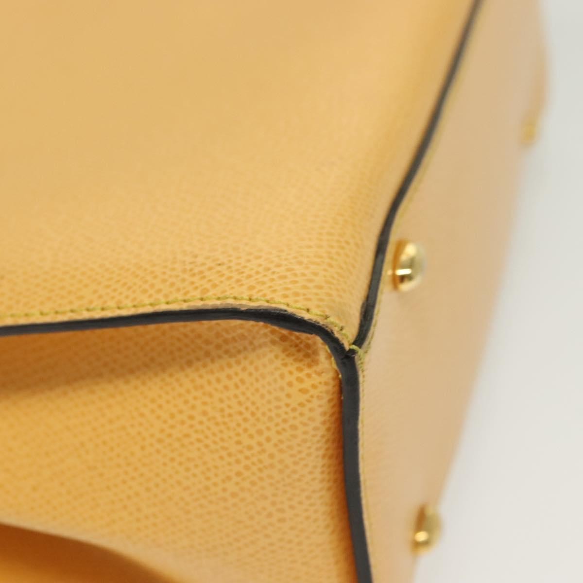 Celine Vintage Convertible Turnlock Top Handle Bag Leather Yellow Leather Bag (Pre-Owned)