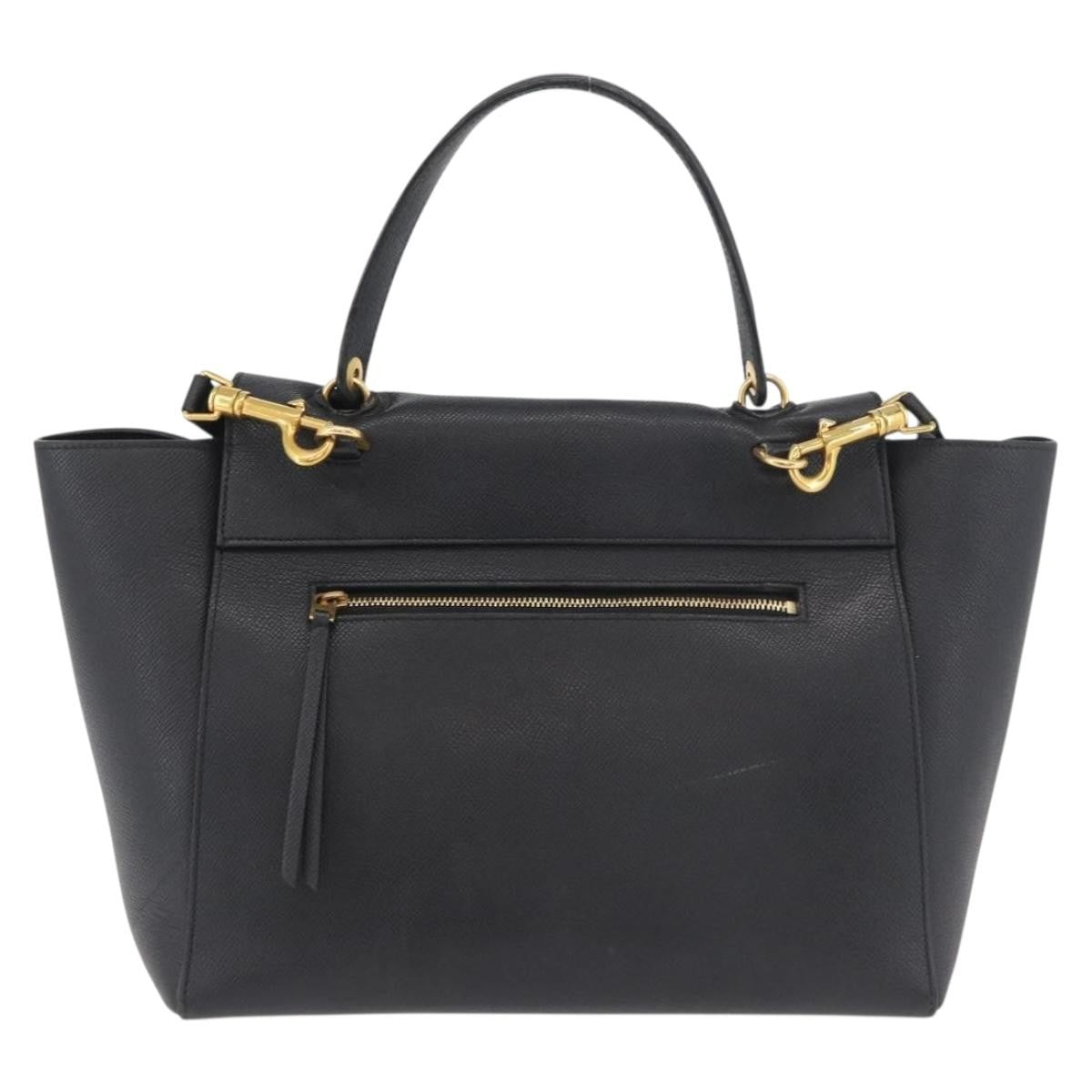 Celine Belt Bag Textured Leather Black Leather Handbag (Pre-Owned)